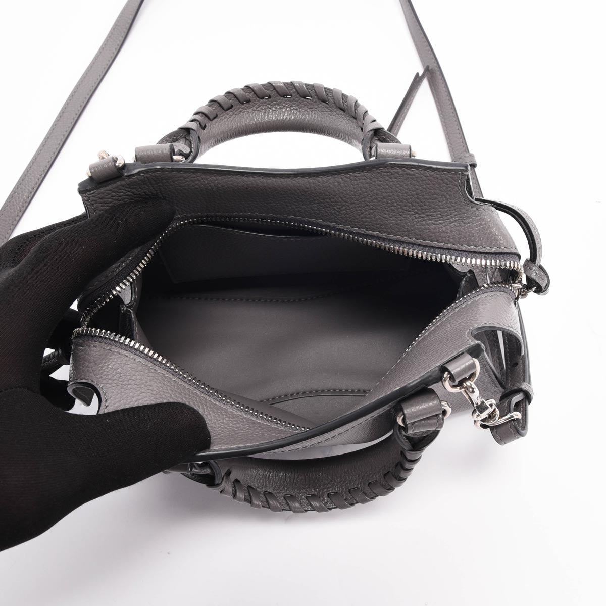 Balenciaga Dark Grey Grained Calfskin Neo Classic Mini City Bag