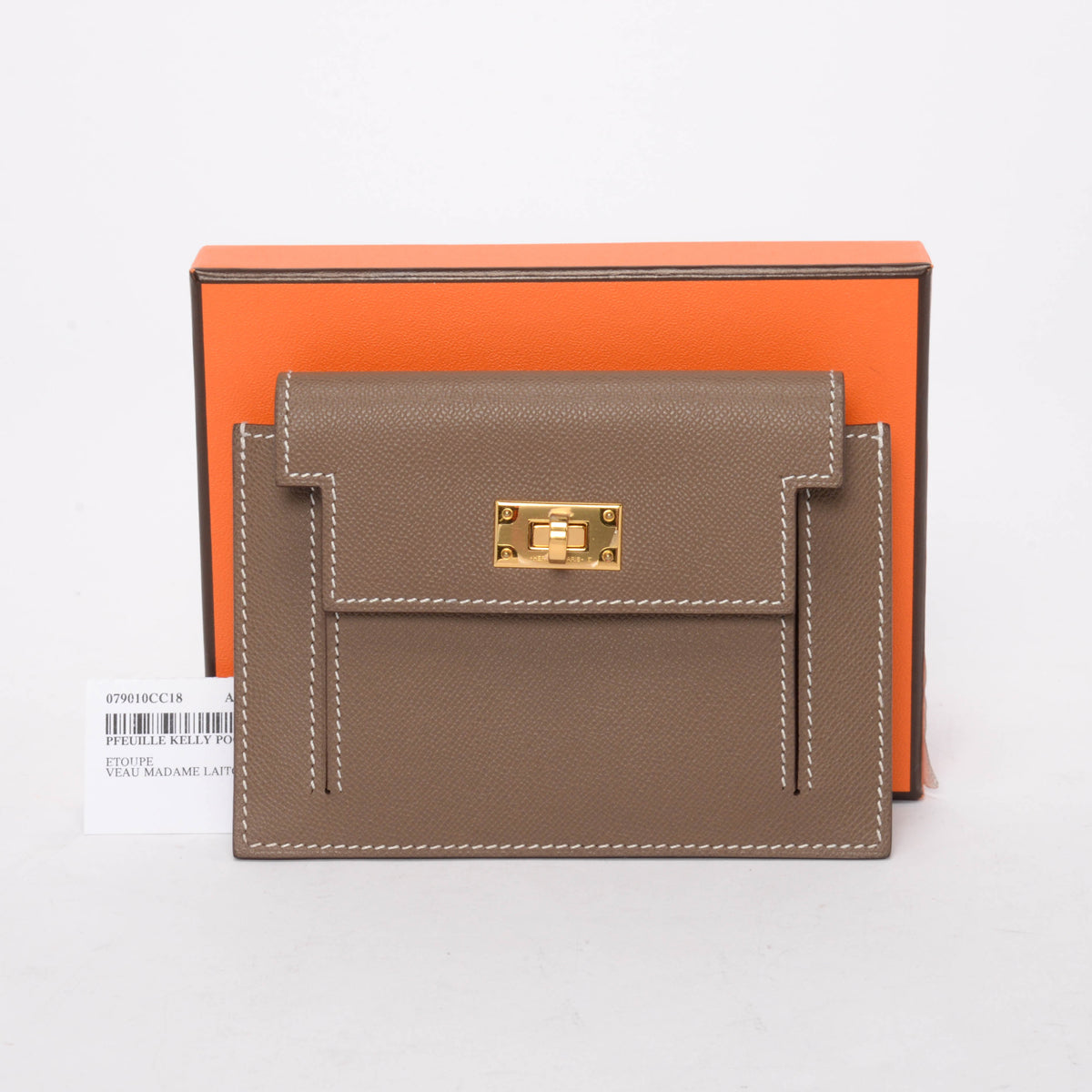 Hermes Etoupe Madame Calfskin Kelly Pocket Compact Wallet