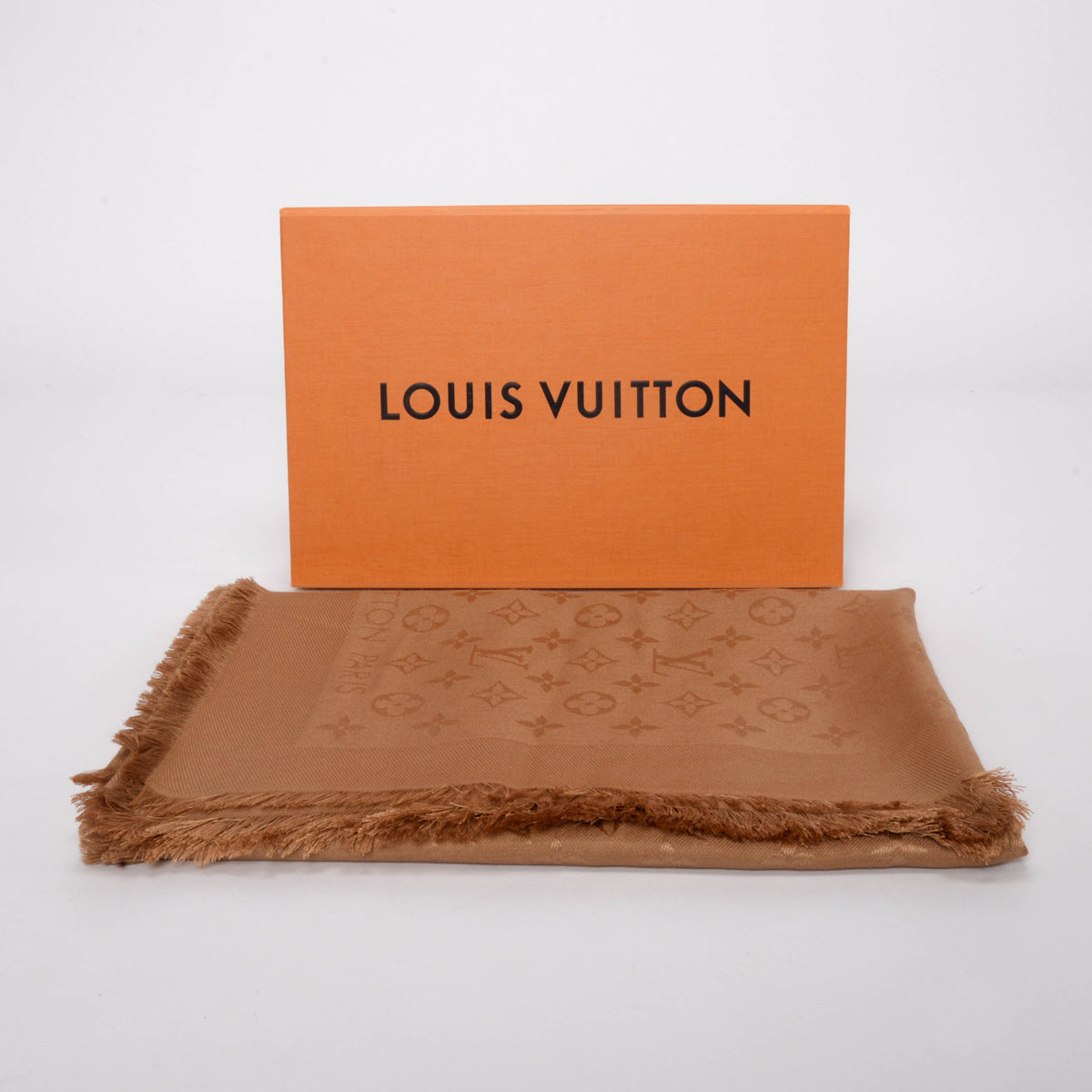 Louis Vuitton Caramel Wool & Silk Monogram Classic Shawl