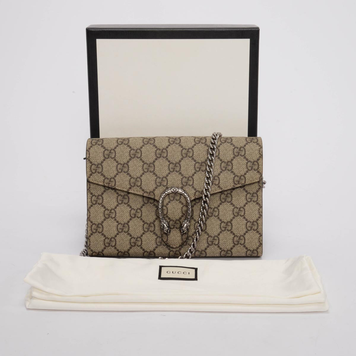 Gucci Beige GG Supreme Dionysus Wallet on Chain