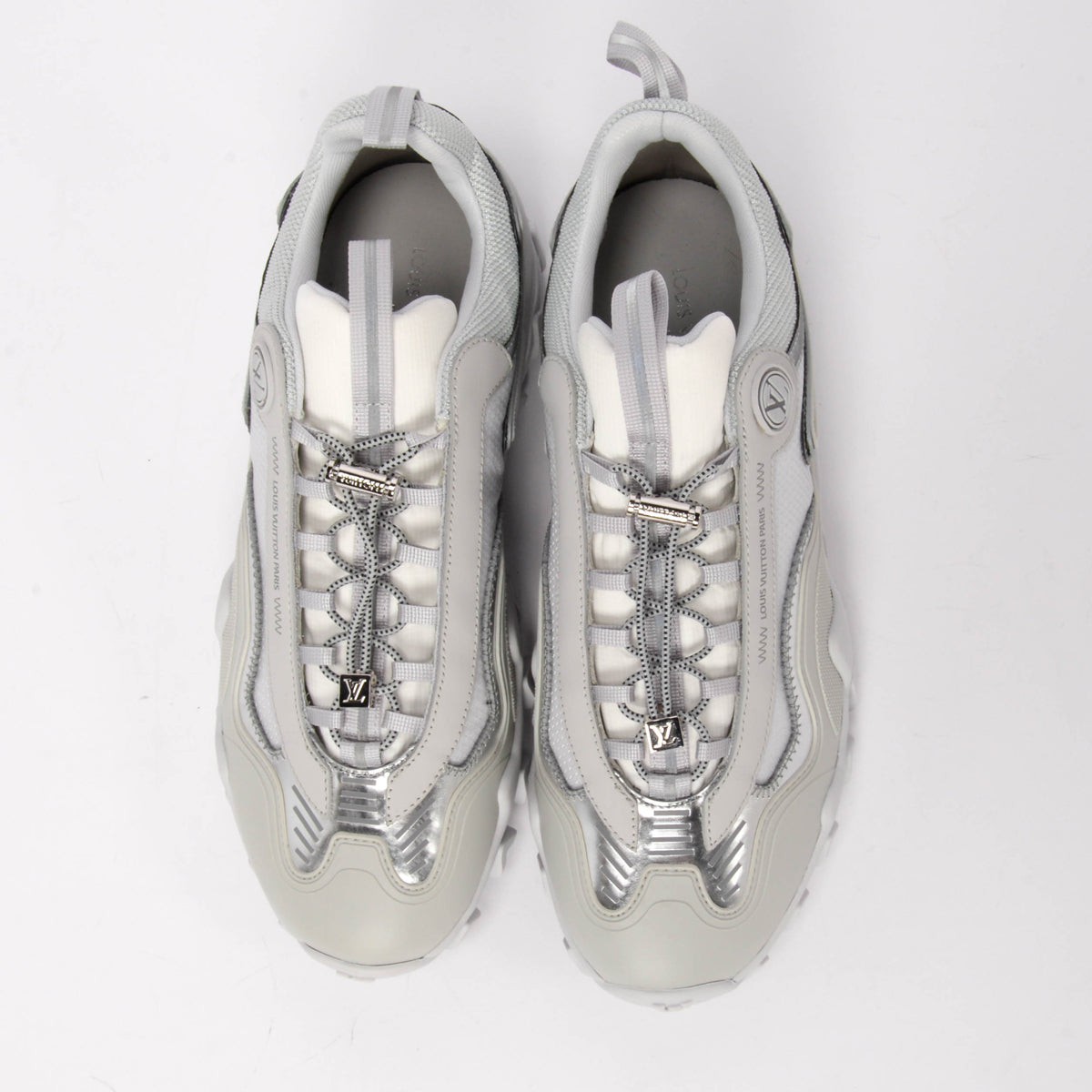 Louis Vuitton Silver Nylon Rush Sneakers 38