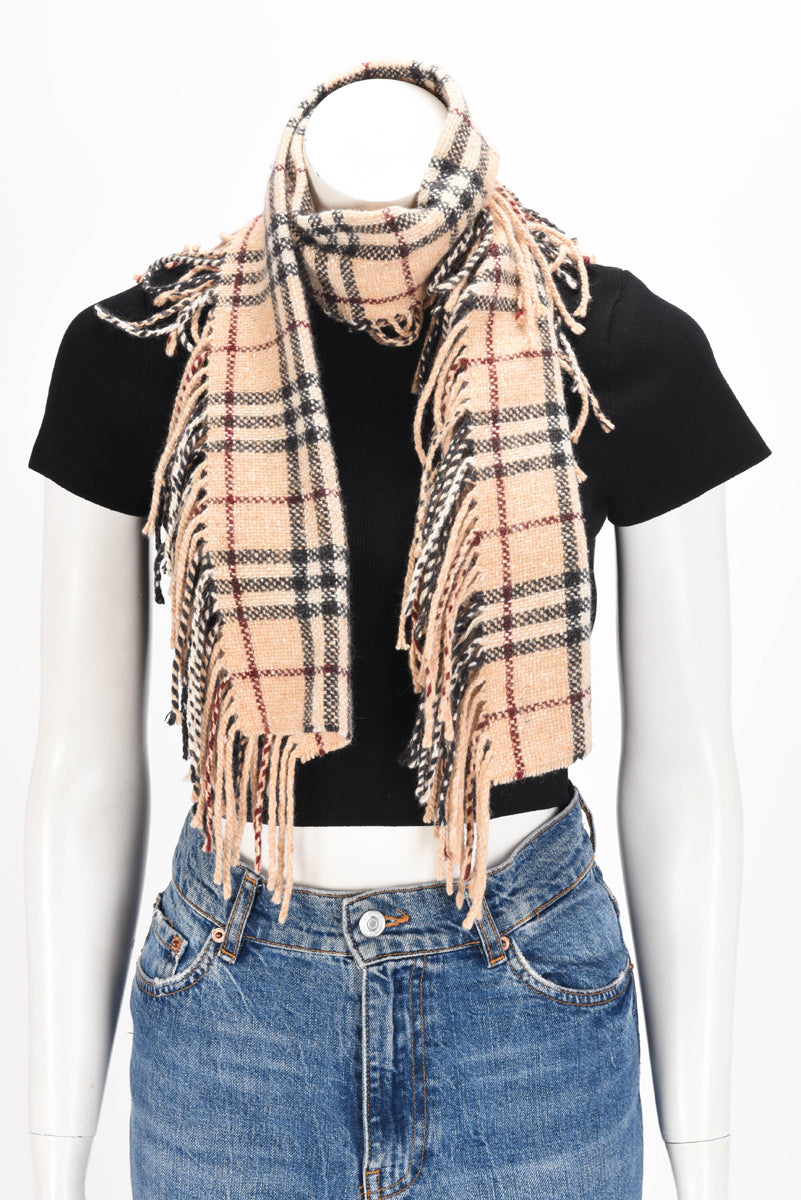 Burberry Nova Check Merino Wool Fringed Scarf