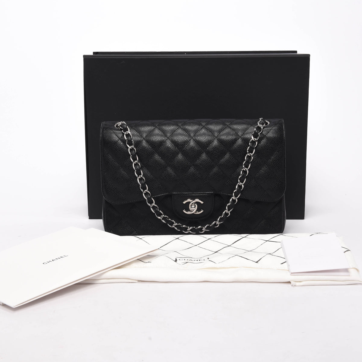 Chanel Black Quilted Caviar Large Classic Flap Bag