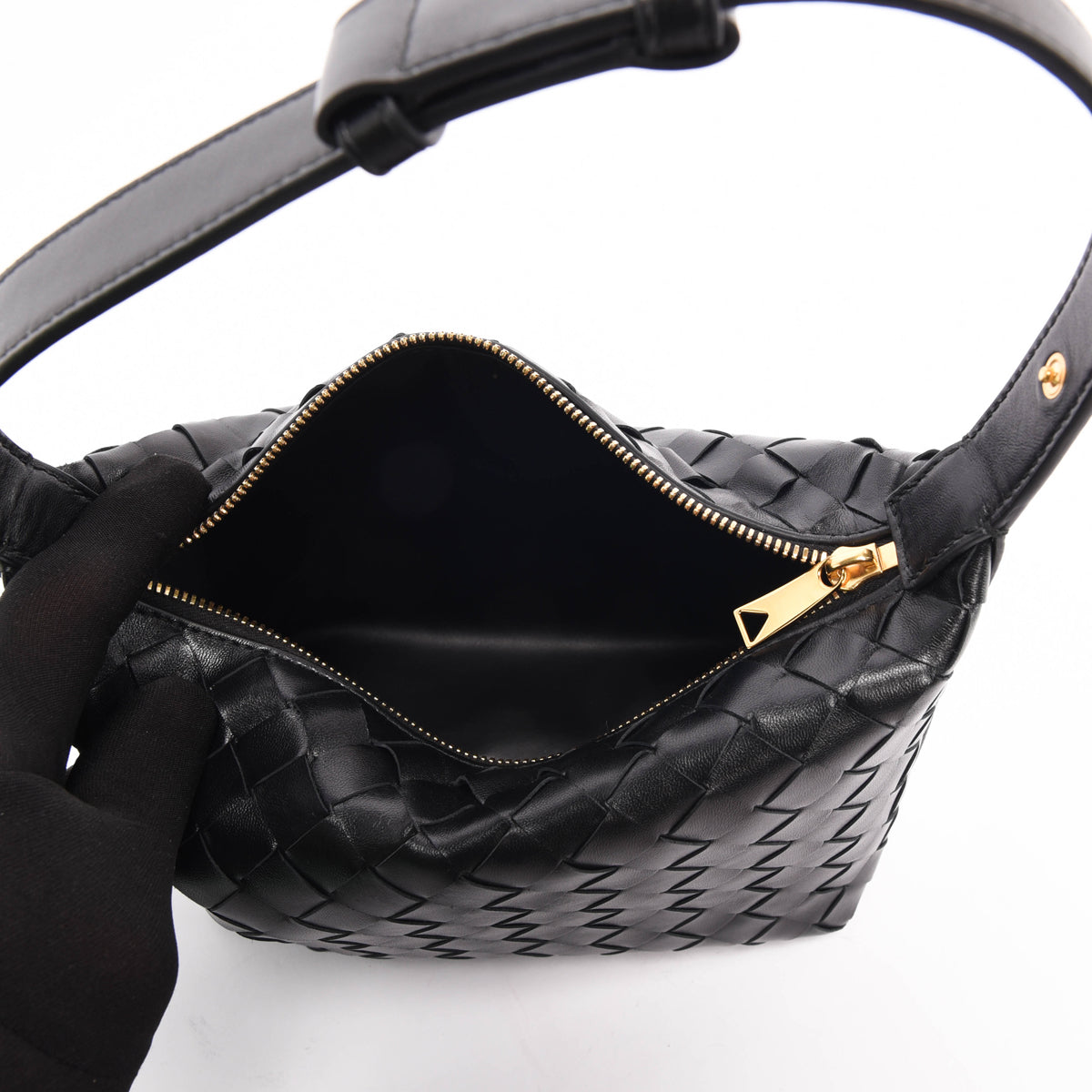 Bottega Veneta Black Nappa Intrecciato Mini Wallace Bag