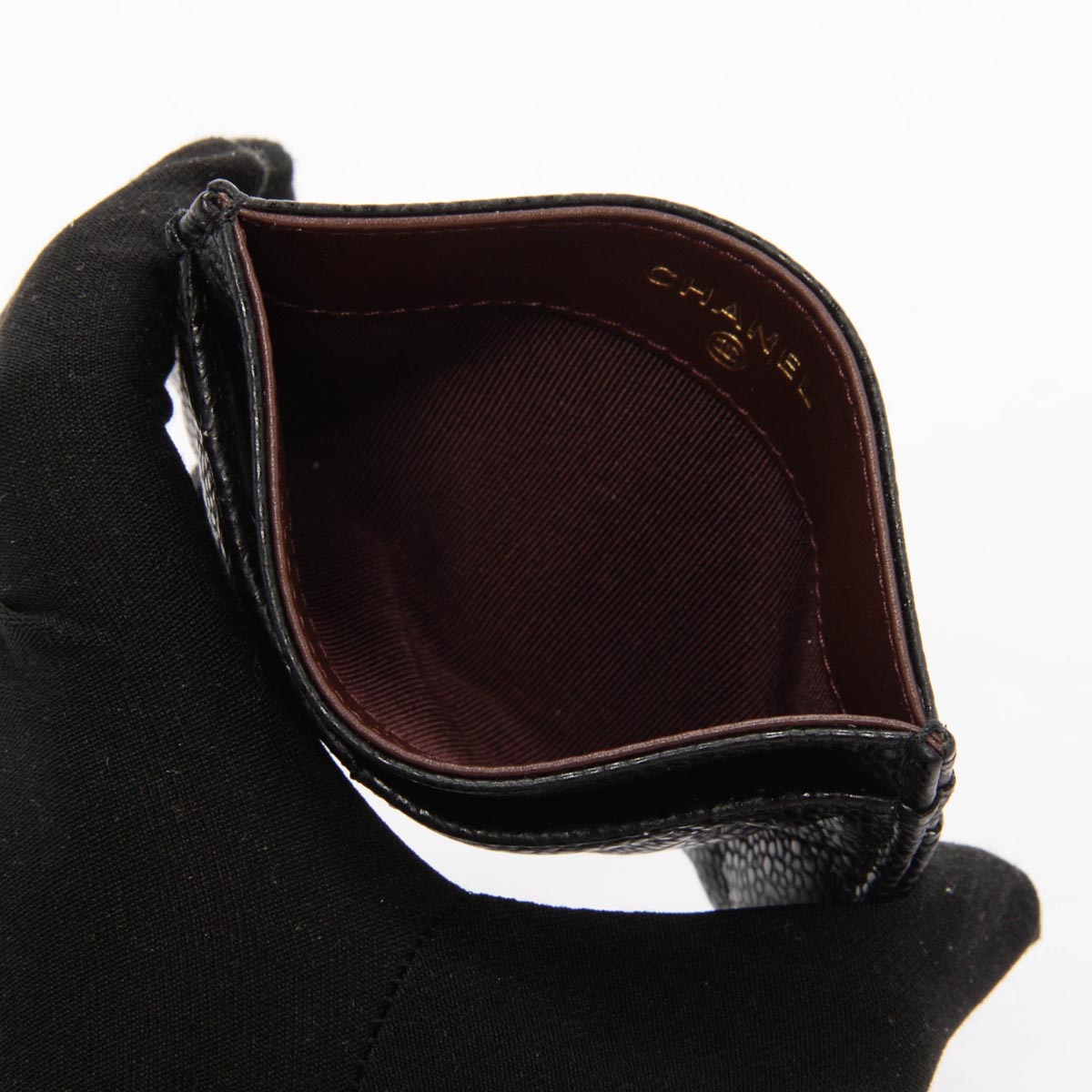 Chanel Black Quilted Caviar Classic CC Card Holder