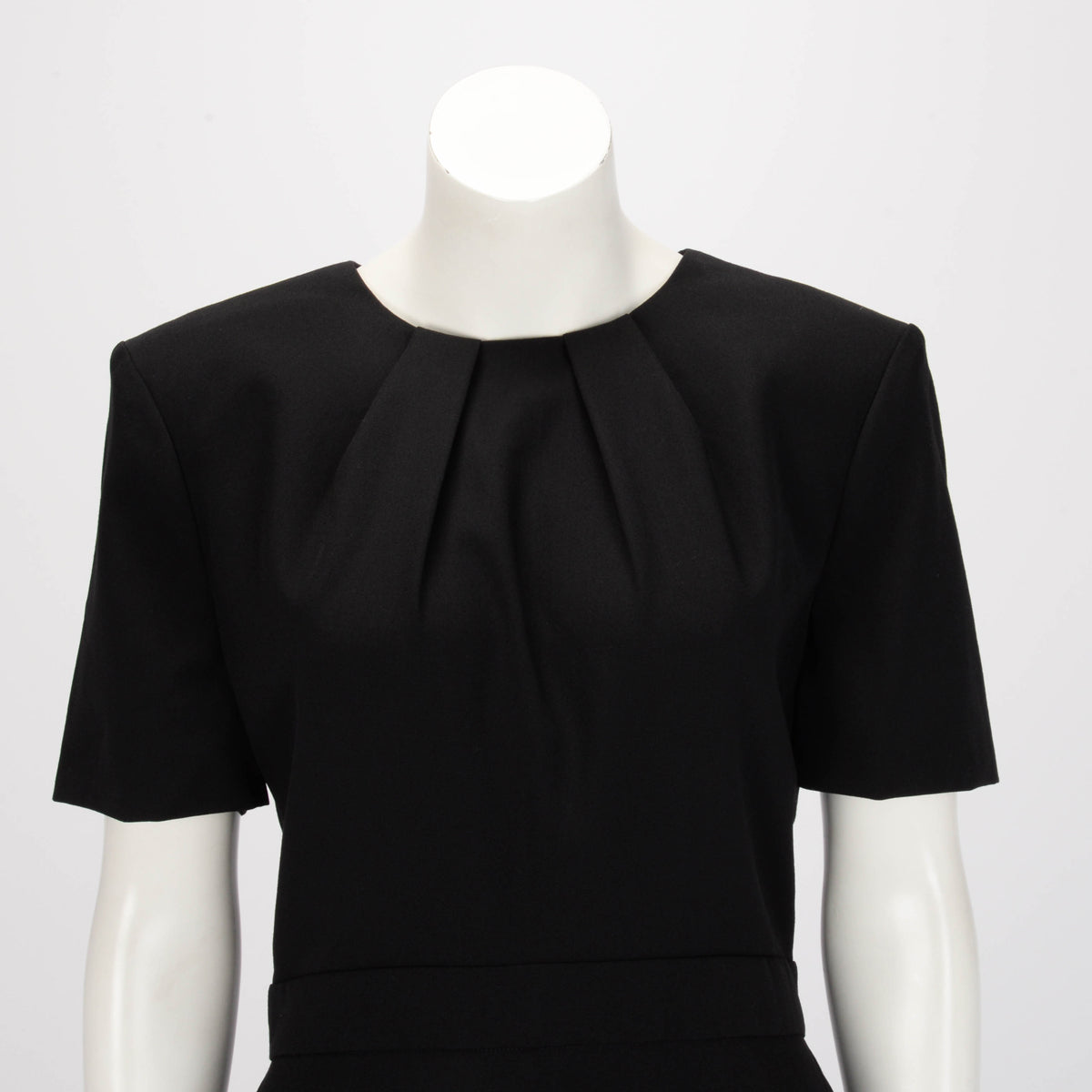 Alexander McQueen Black Wool Pleat Detail Midi Dress IT 48