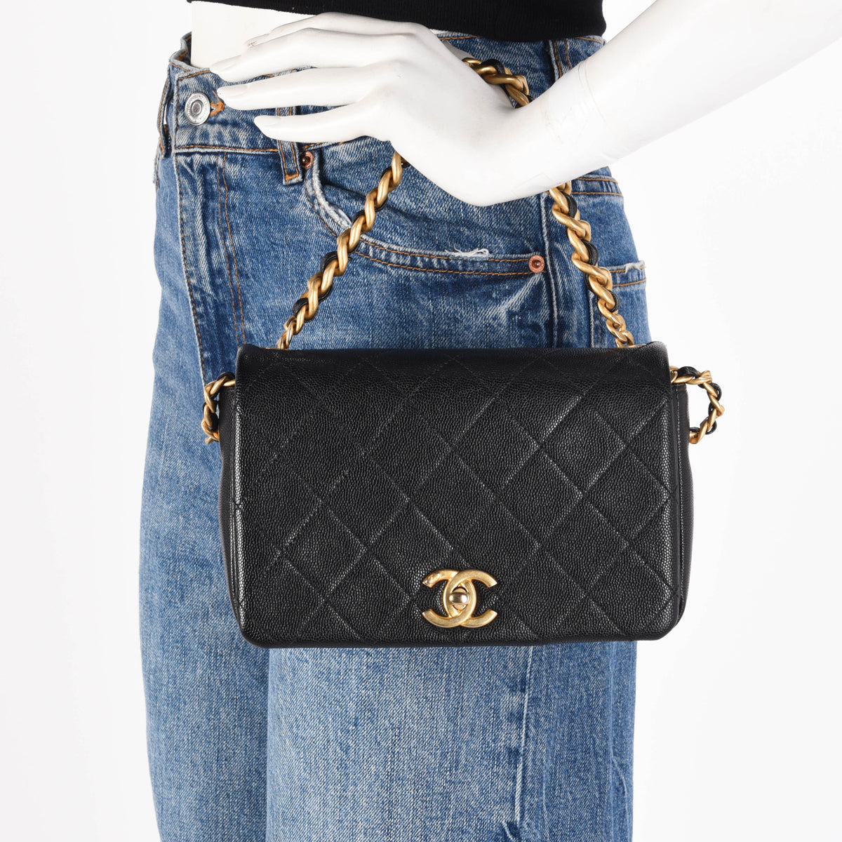 Chanel Black Caviar Small Fashion Therapy Flap Bag
