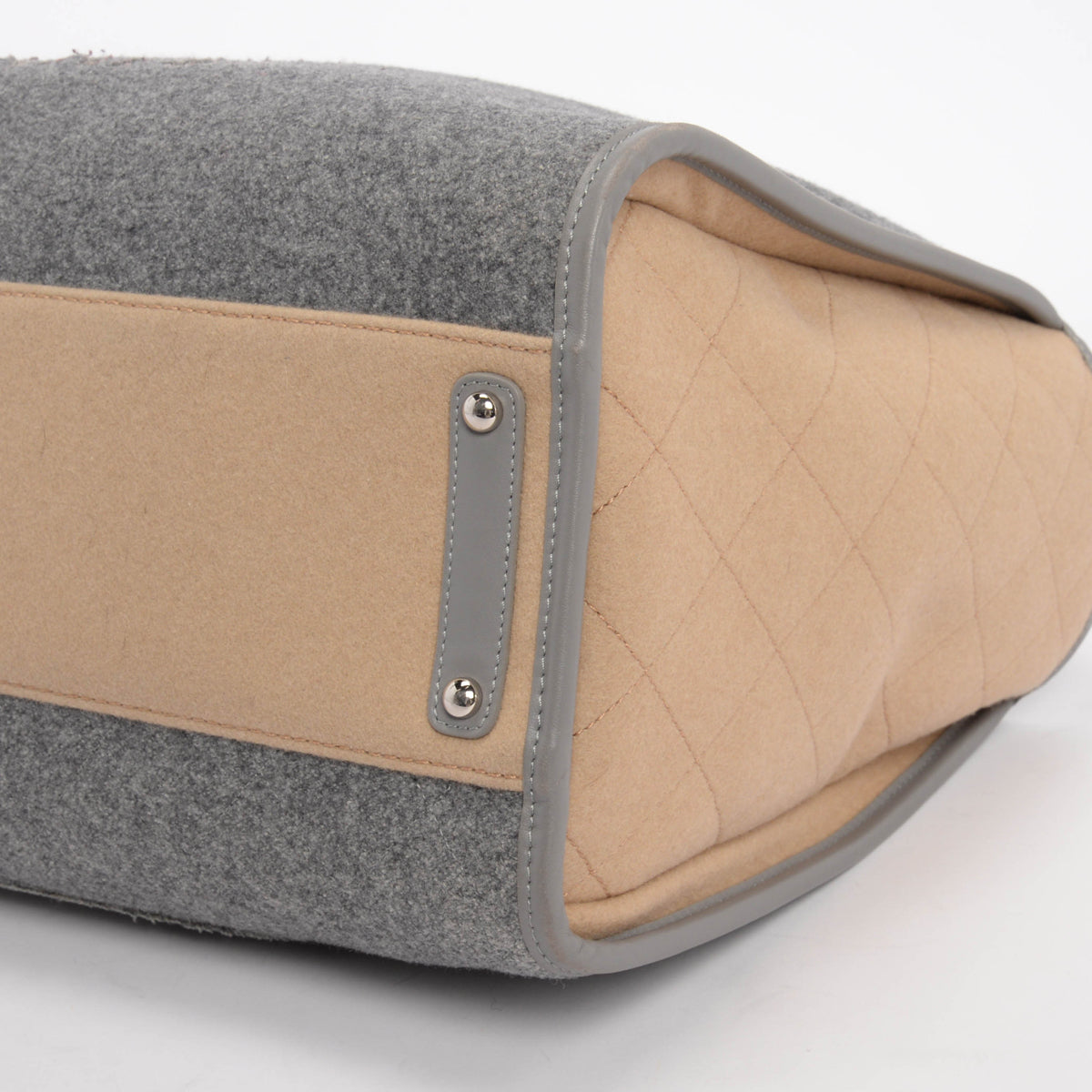 Chanel Grey & Beige Wool Felt Large Deauville Tote