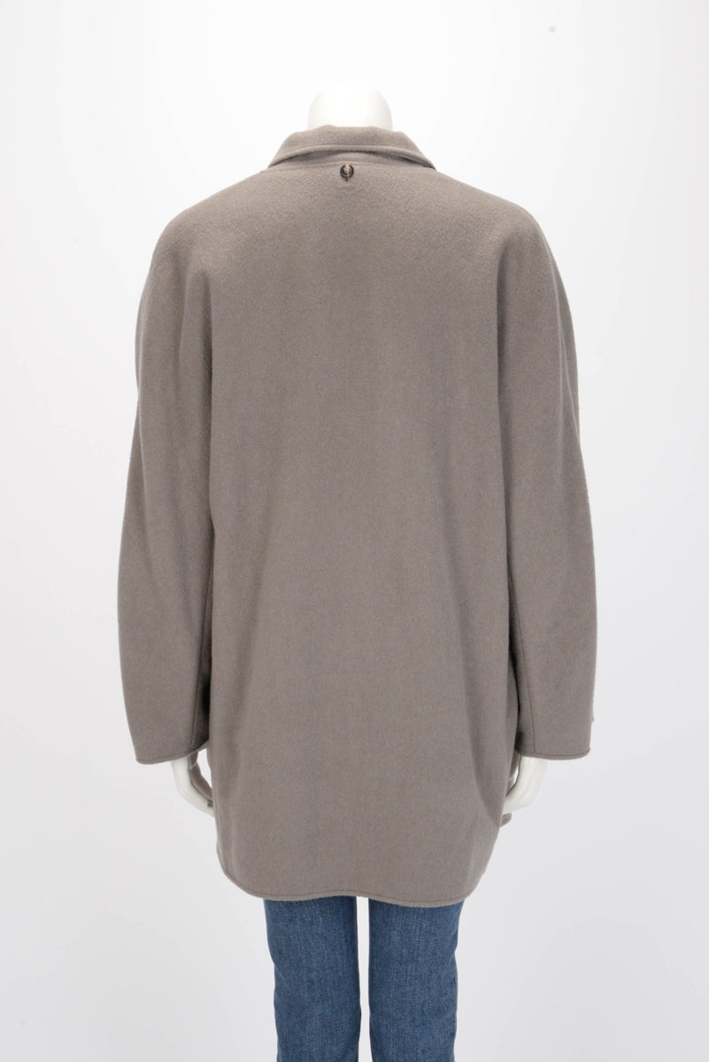 Hermes Grey Cashmere Double Layer Open Coat FR 40
