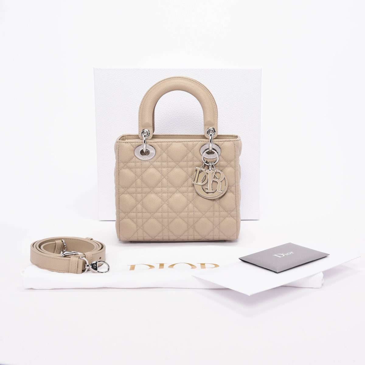 Dior Sand Cannage Grained Calfskin Small Lady Dior