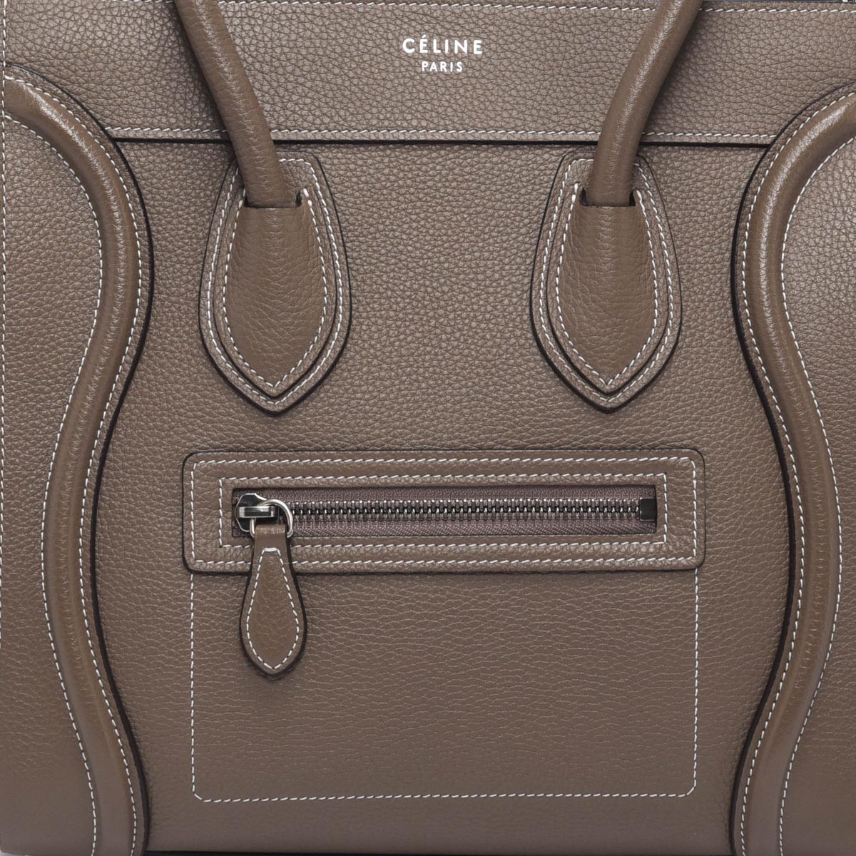 Celine Taupe Grained Calfskin Micro Luggage Bag