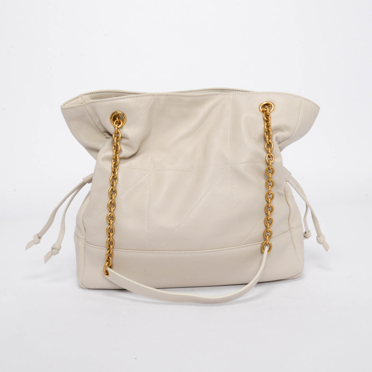 Saint Laurent Ivory Lambskin Small Jamie Shopping Tote