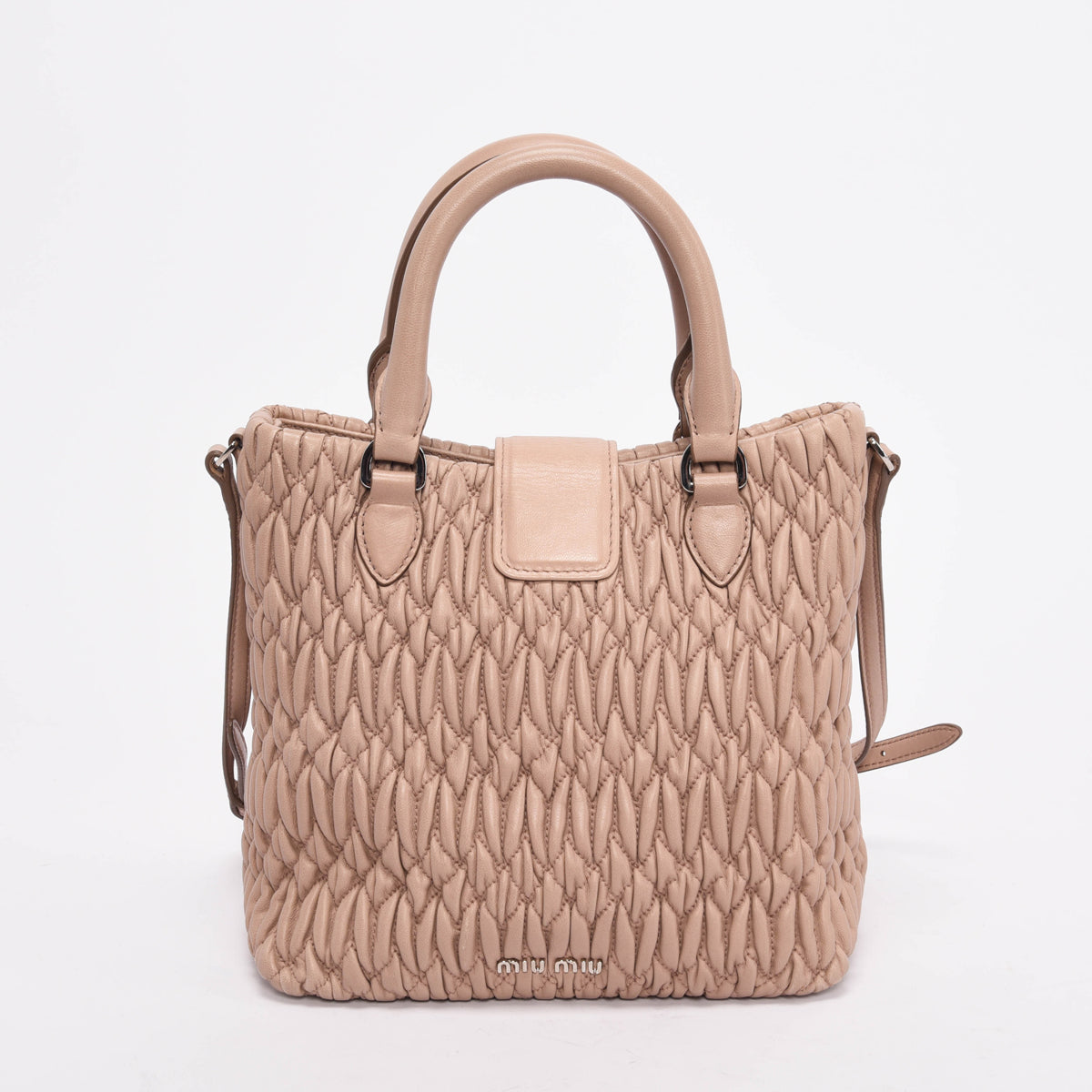 Miu Miu Beige Matelasse Mini Crystal Tote