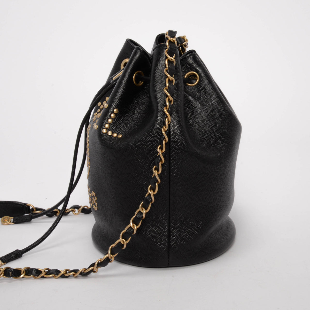 Chanel Black Caviar Small Deauville Bucket Bag