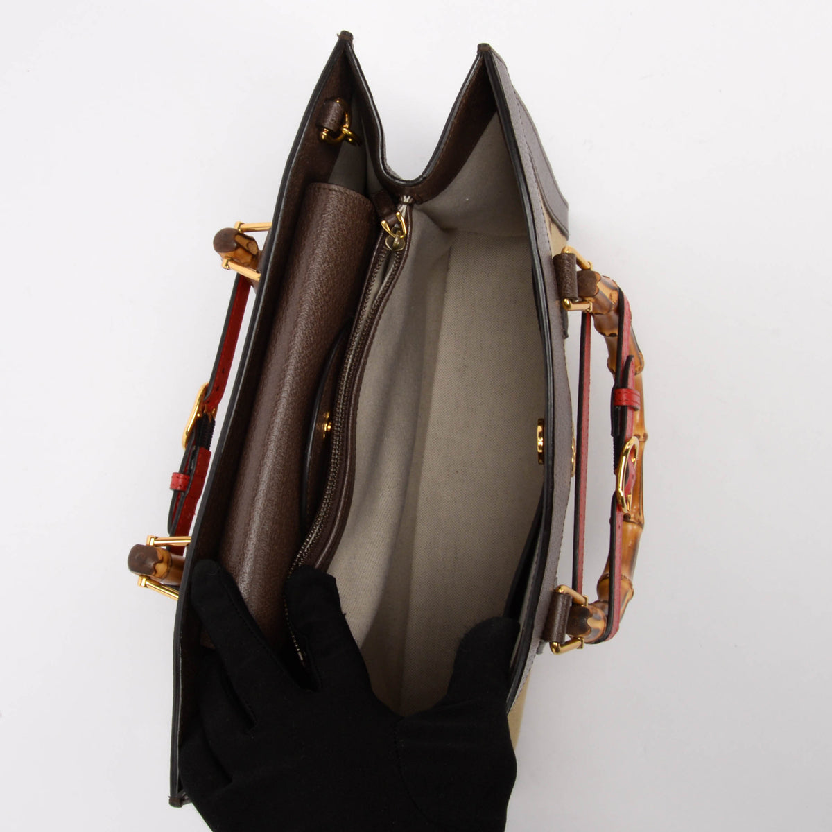 Gucci Brown Dollar Calfskin Jumbo GG Medium Diana Tote