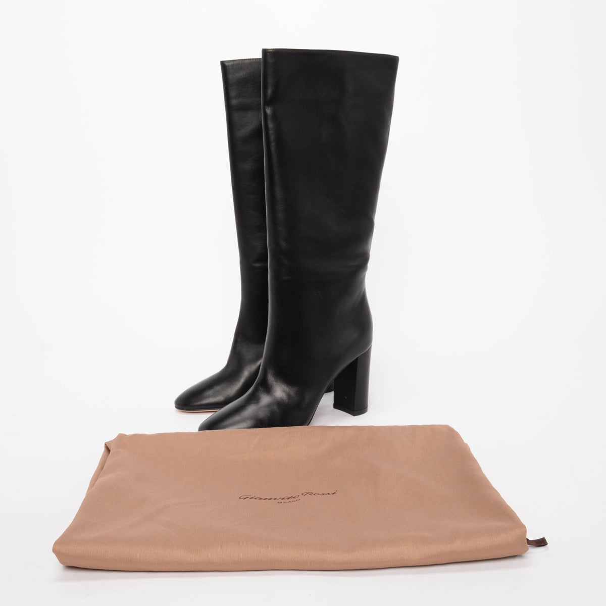 Gianvito Rossi Black Nappa Laura 85 Knee High Boots 38