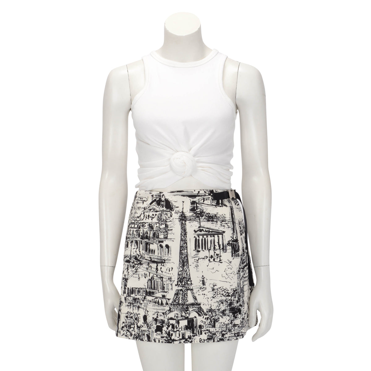 Dior Black & White Nylon Graphic Print Skort FR 38