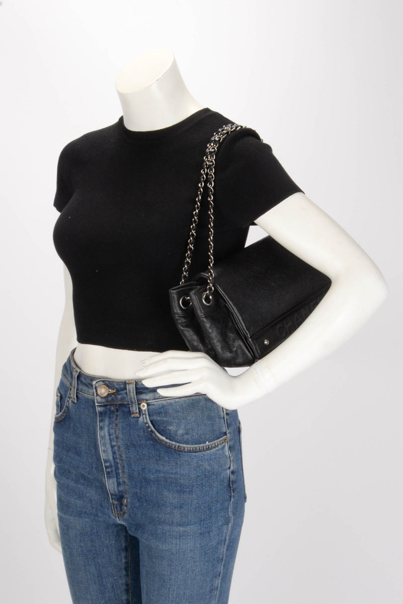 Chanel Black Caviar Outdoor Ligne Accordion Flap Bag