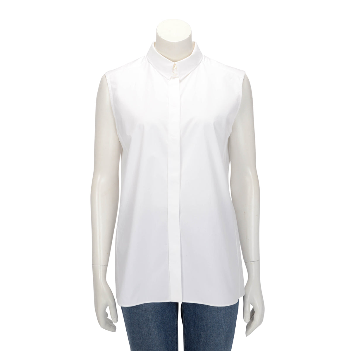 Hermes White Cotton Sleeveless Shirt FR 42
