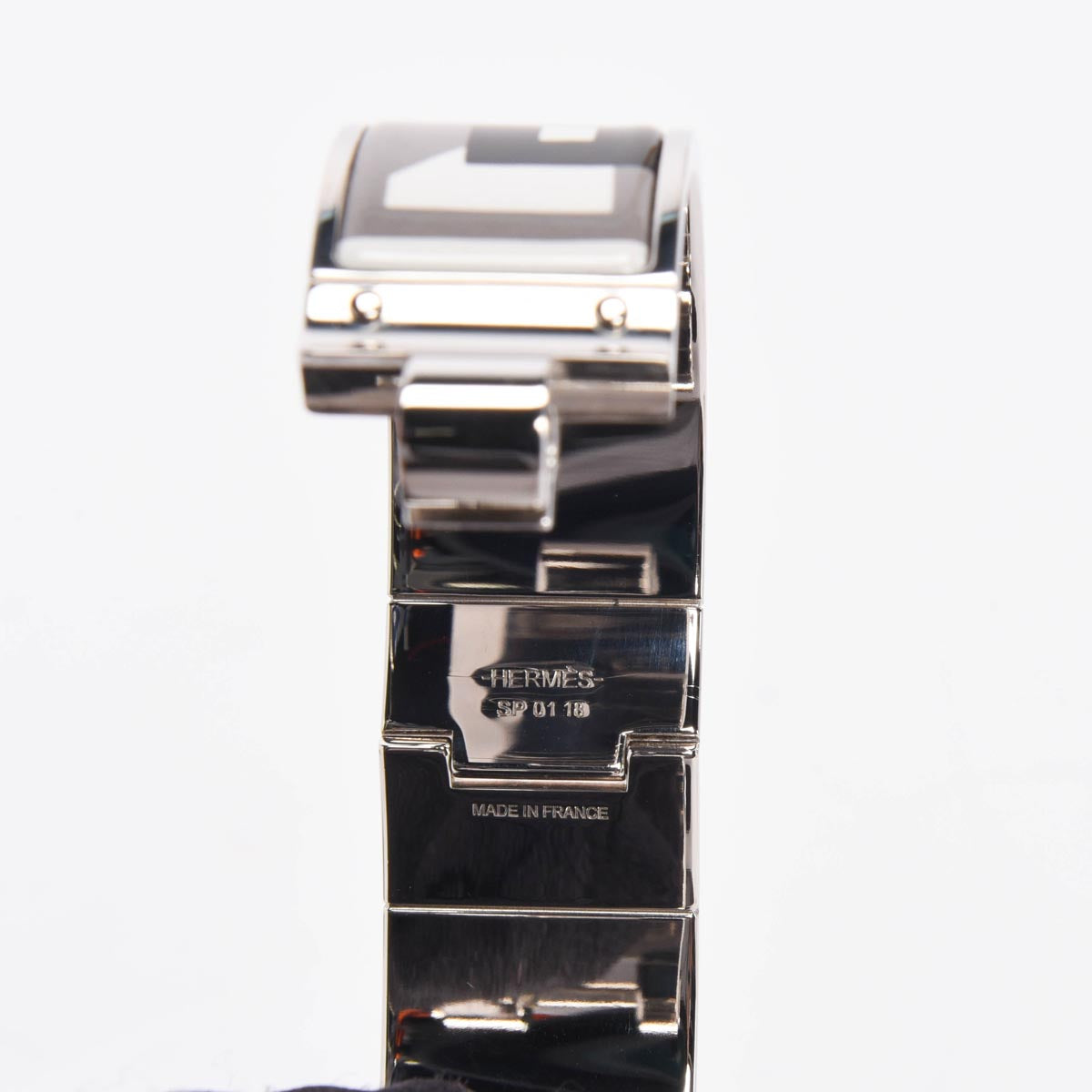 Hermes Black & White Enamel Charniere Lettre au Carre Hinged Bracelet