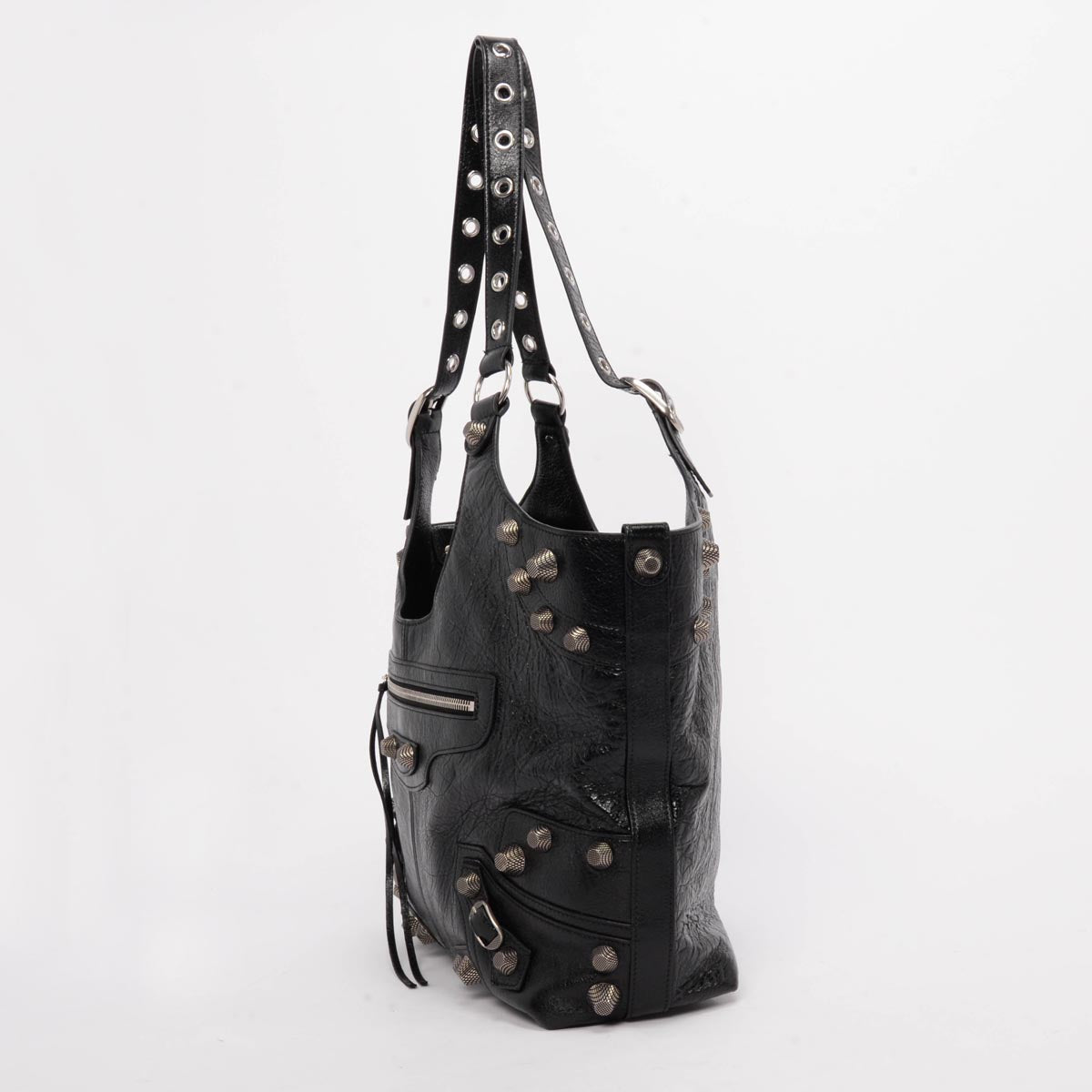 Balenciaga Black Arena Lambskin Le Cagole Carry All Tote