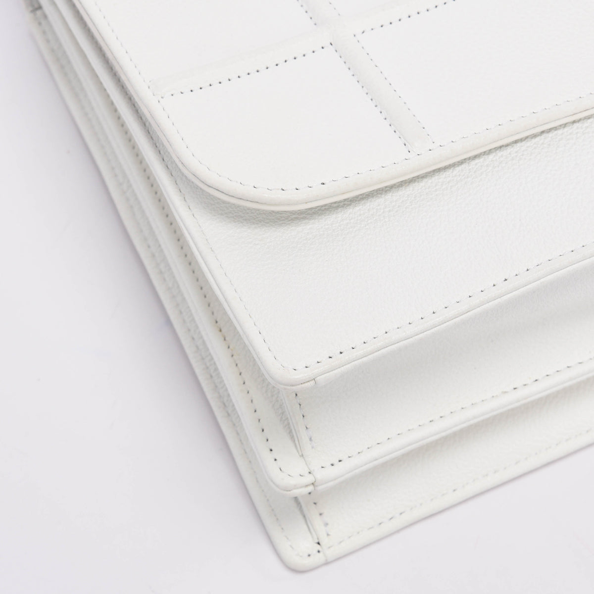 Dior White Grained Calfskin Diorama Flap Large Bag