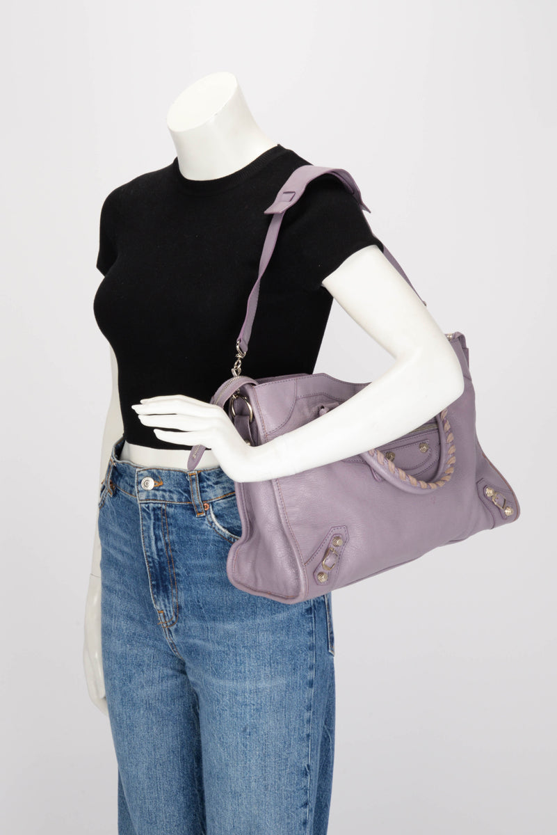 Balenciaga Lilac Goatskin Giant 12 City SHW Bag
