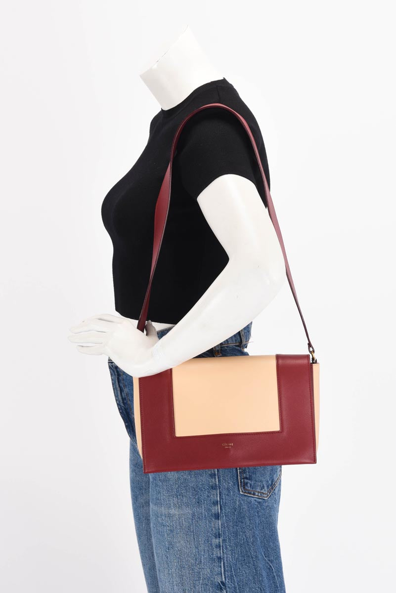 Celine Ruby & Nude Smooth Calfskin Medium Frame Bag