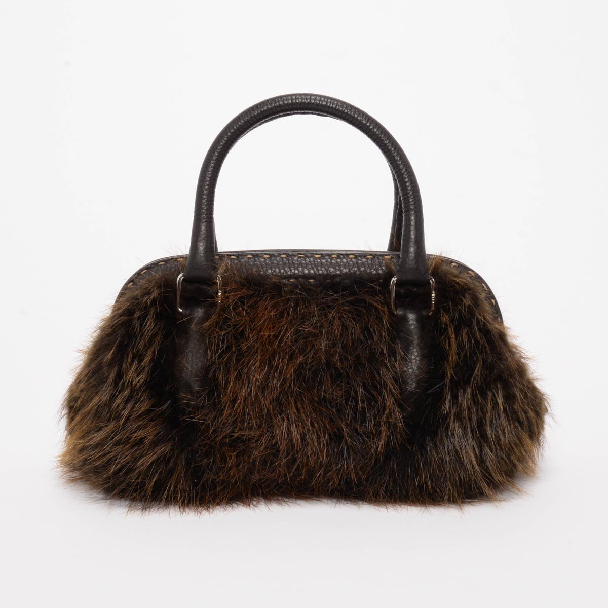 Fendi Brown Fur Selleria Adele 1328 Bag