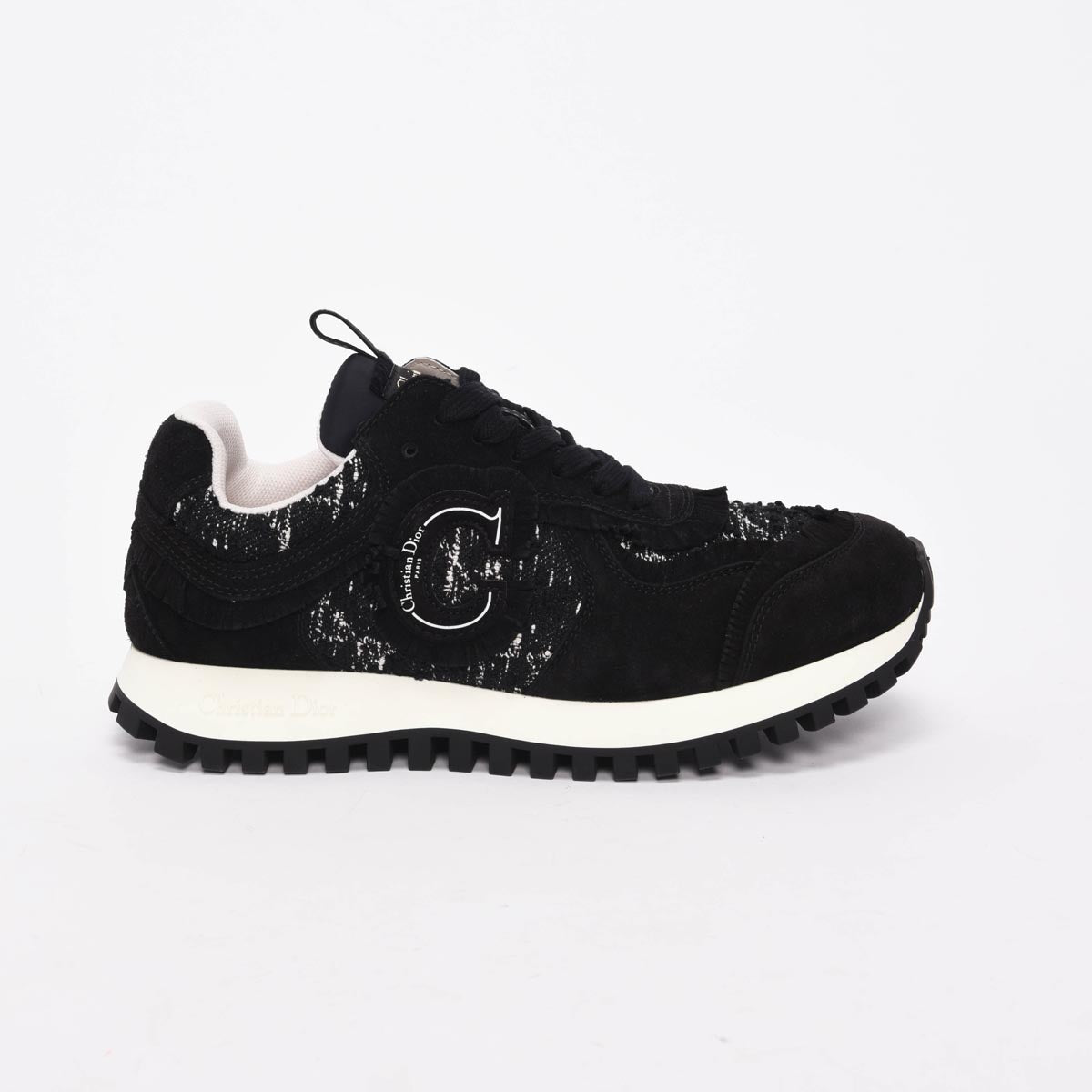 Dior Black Suede & Tweed C'est Dior Sneakers 38