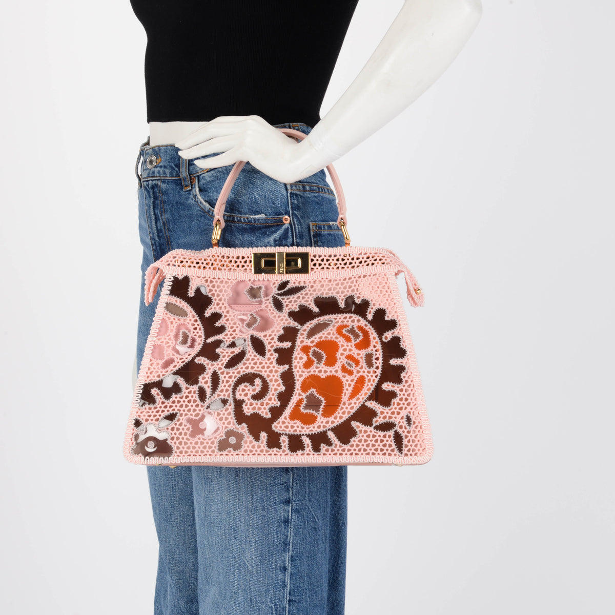 Fendi Pink Macrame Medium Peekaboo ISeeU Bag