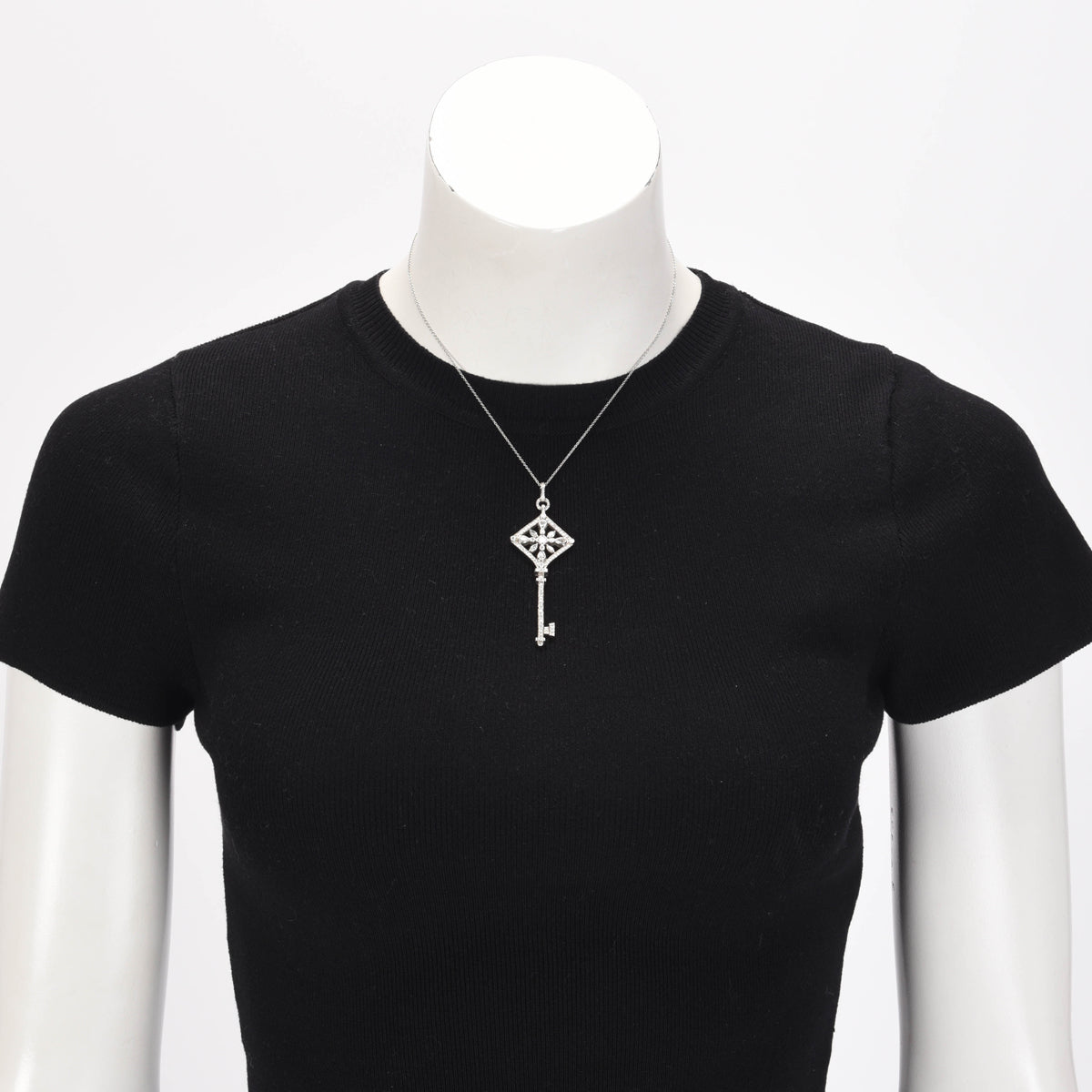 Tiffany & Co Platinum & Diamond Square Kaleidoscope Key Pendant Necklace