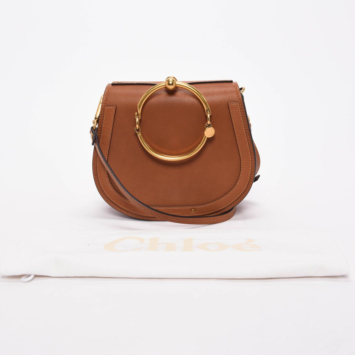 Chloe Tan Calfskin & Suede Medium Nile Bracelet Bag