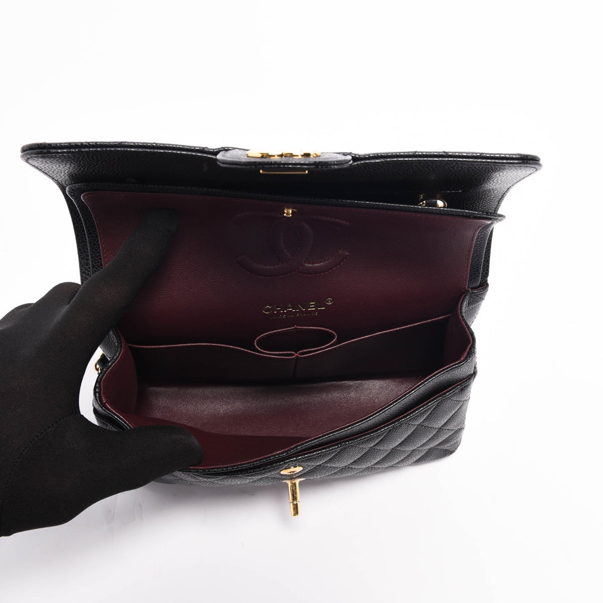 Chanel Black Quilted Caviar Small Classic Flap Bag