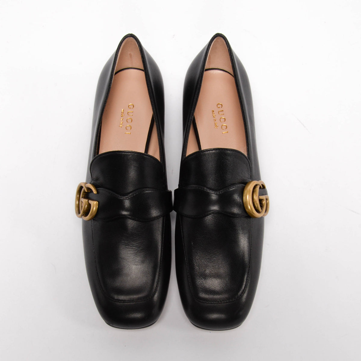 Gucci Black Malaga Kid Double G Loafers 36.5