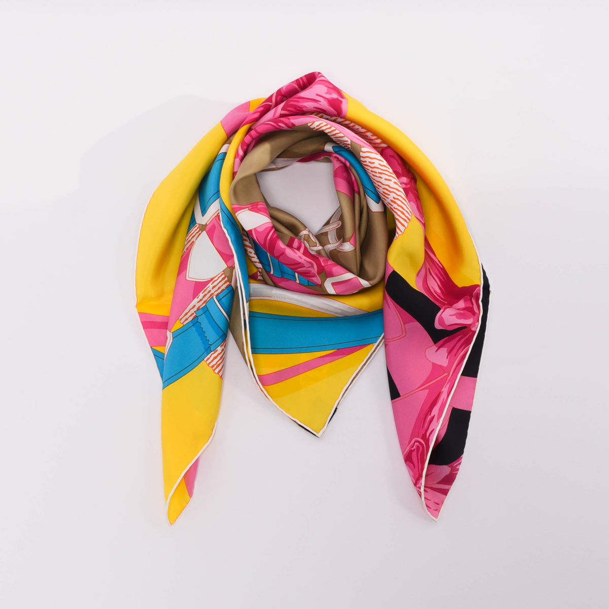 Hermes Multicolour Silk Grand Manege Detail Scarf 90