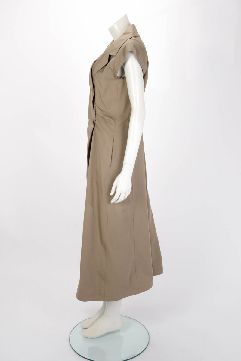 Dior Dark Beige Cotton Gabardine Sleeveless Dress FR 42