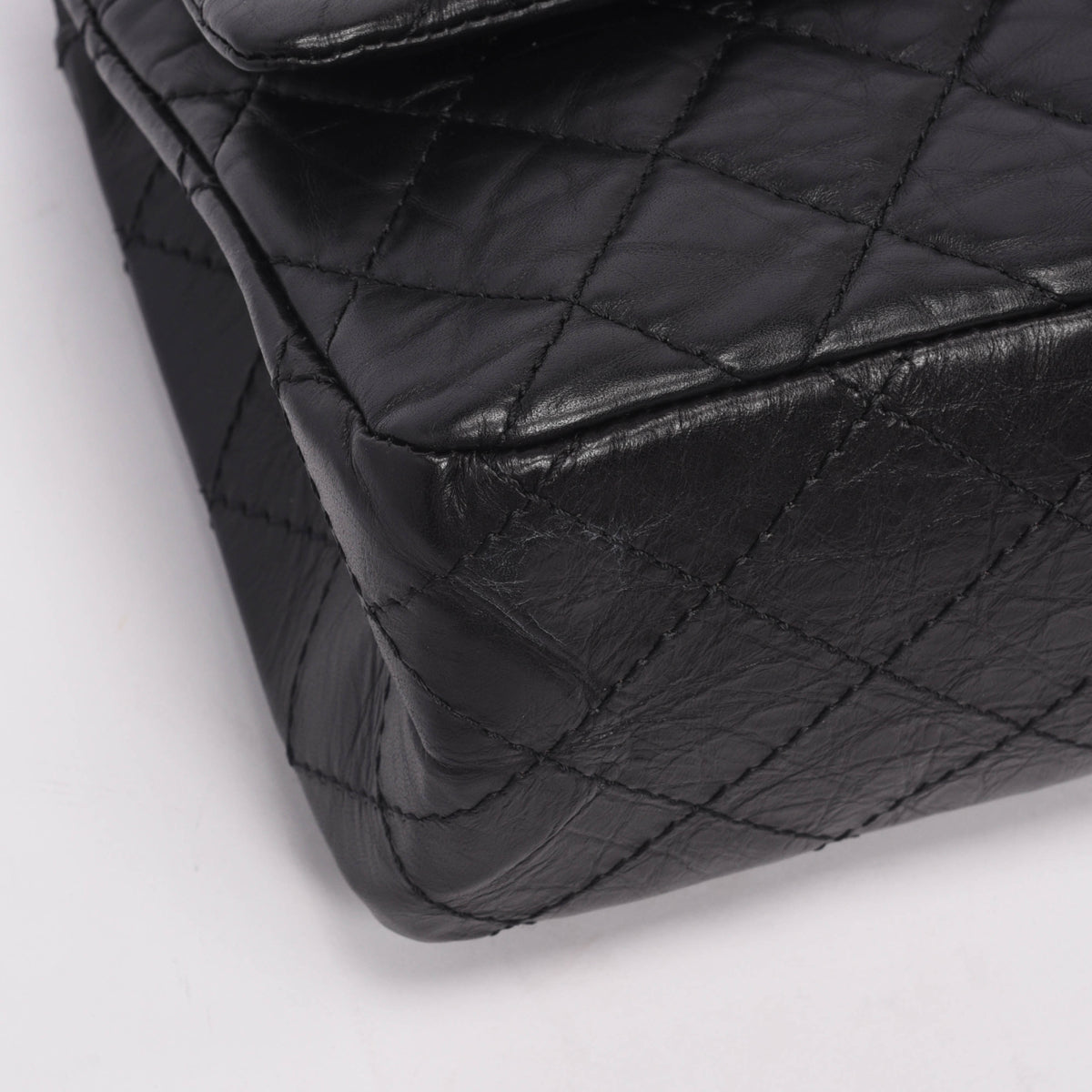 Chanel Black Distressed Calfskin 2.55 Reissue 226 Flap Bag