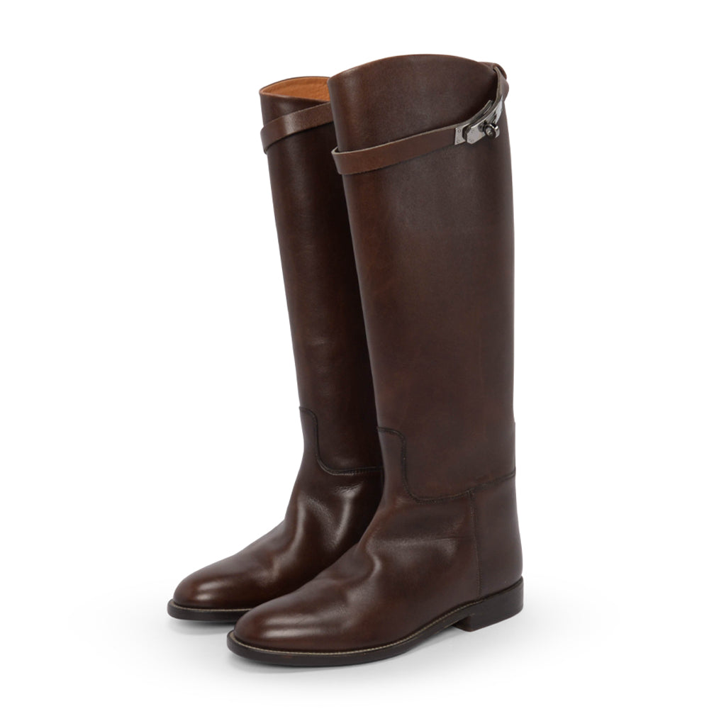 Hermes Chocolat Box Calf Jumping Boots 36