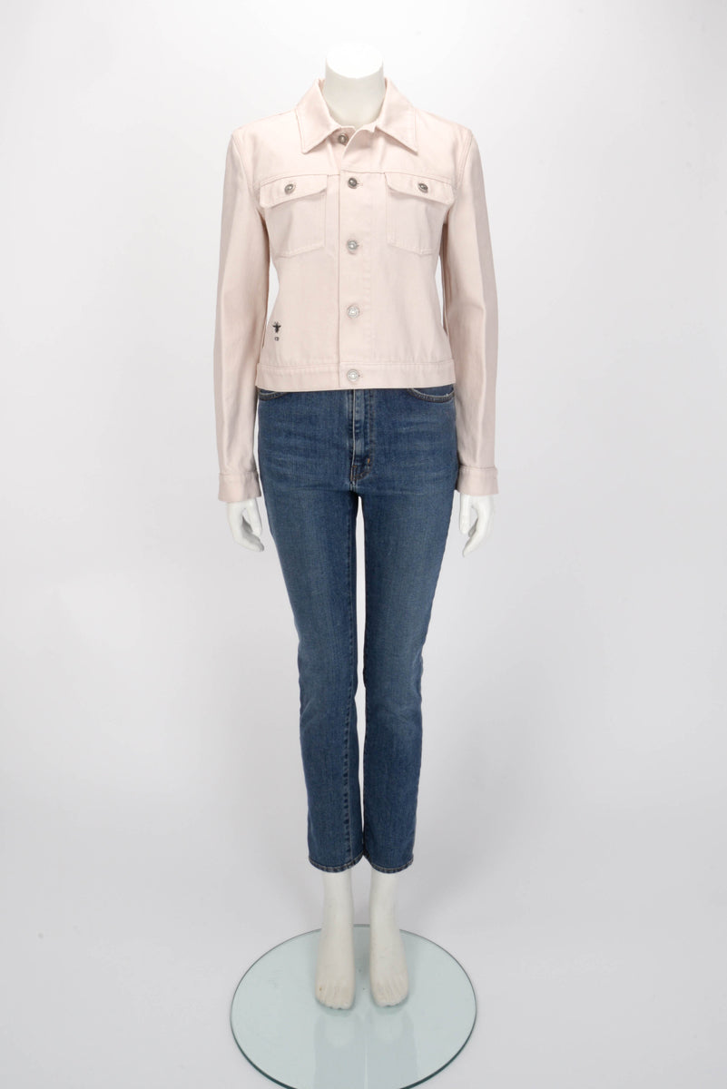 Dior Pink Denim Astral Flowers Jacket FR 40