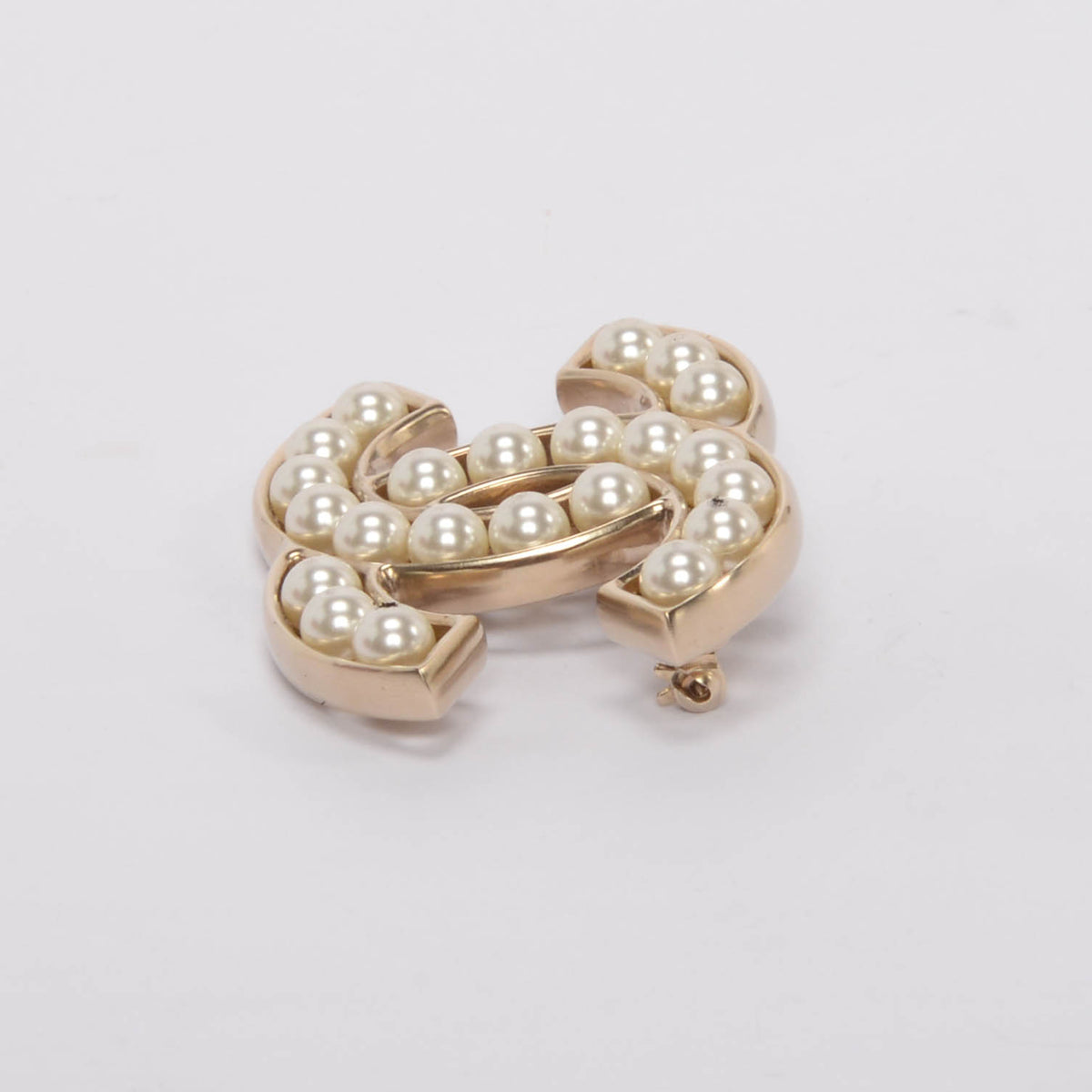 Chanel Light Gold Pearl CC Brooch