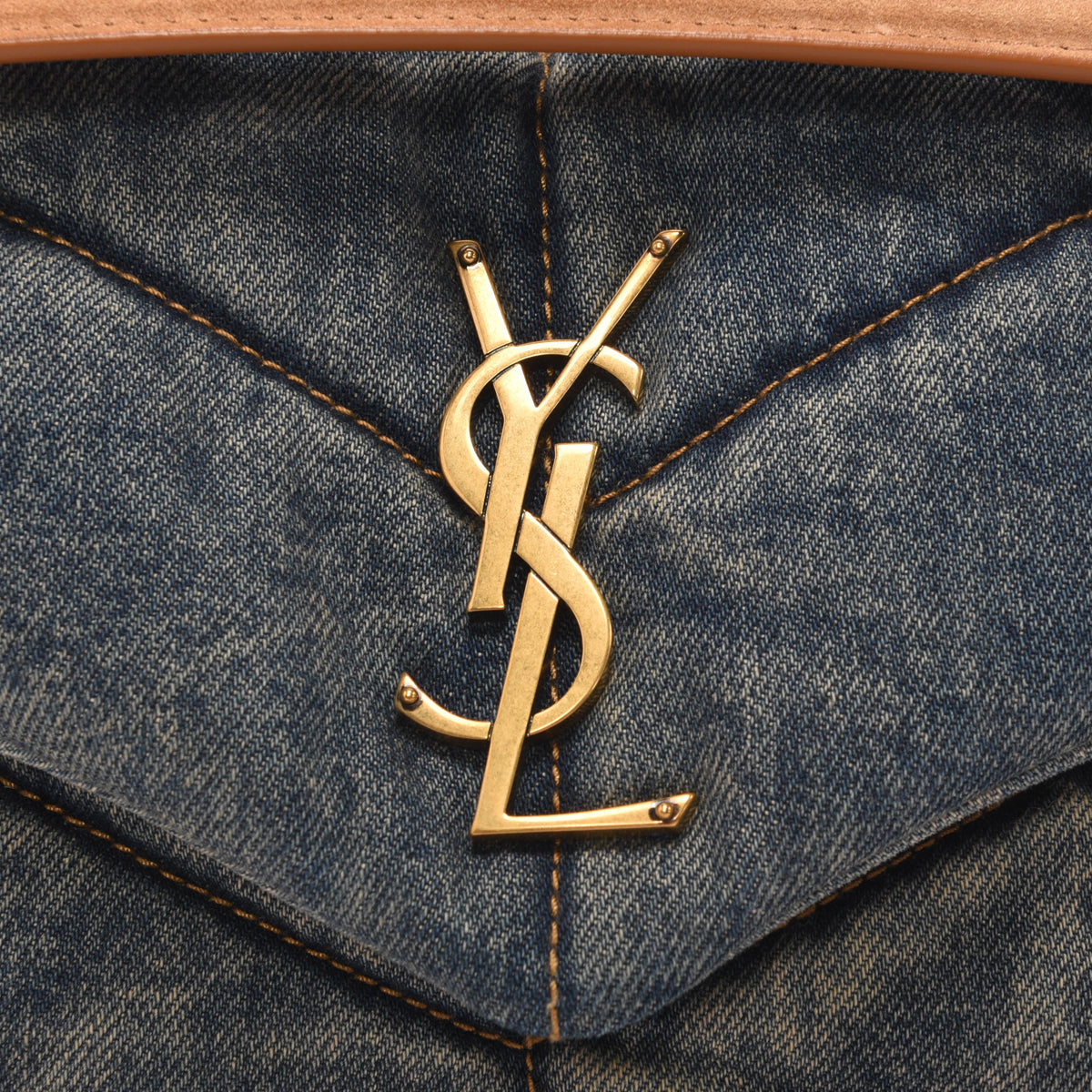 Saint Laurent Washed Blue Denim Small Puffer Lou Bag