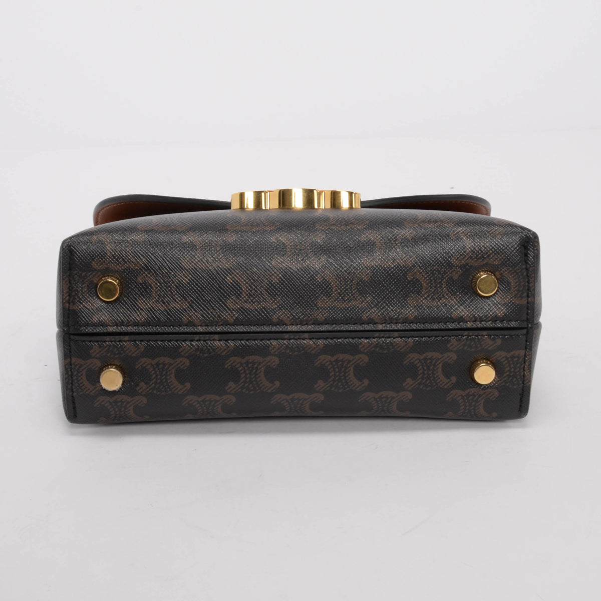 Celine Brown Triomphe Canvas Teen Nino Top Handle Bag