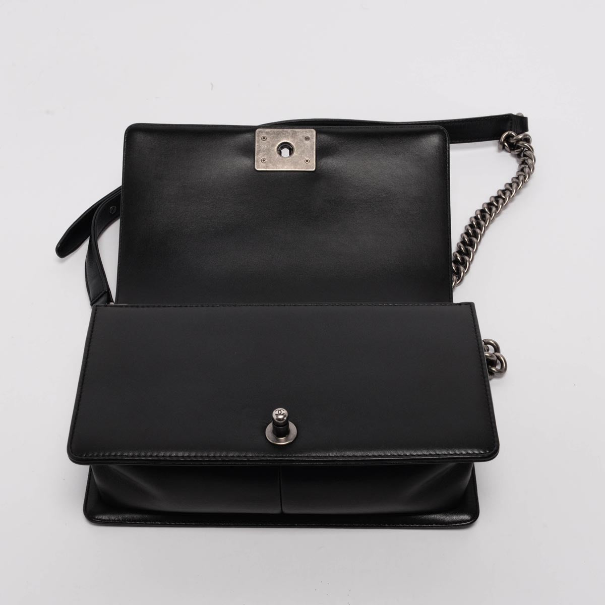 Chanel Black Quilted Lambskin Medium Boy Bag