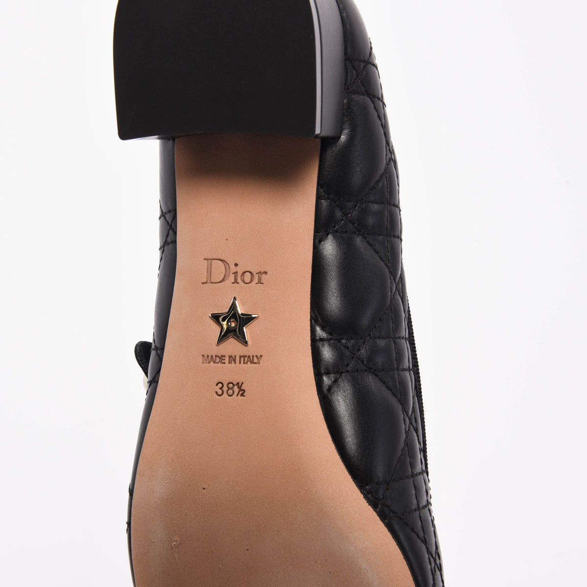 Dior Black Cannage Calfskin Ballet Pumps 38.5