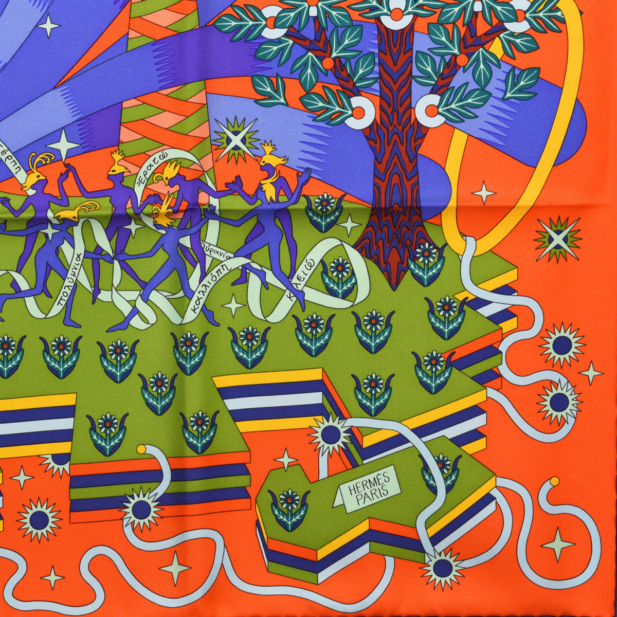 Hermes Multicolour Silk La Source De Pegase Scarf 90