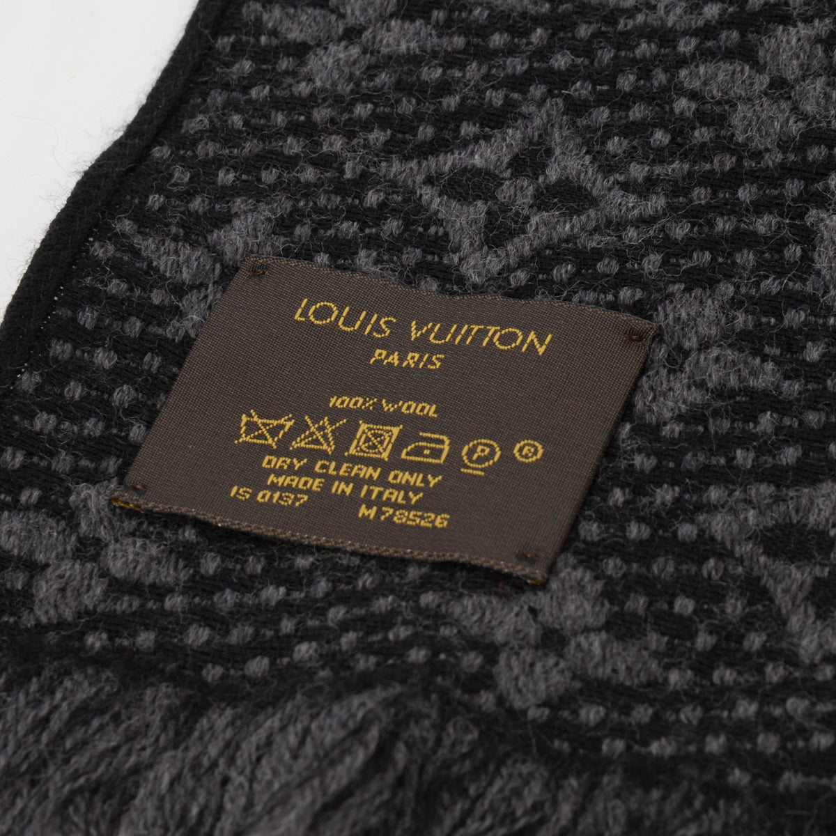 Louis Vuitton Charcoal Wool Monogram Classic Scarf