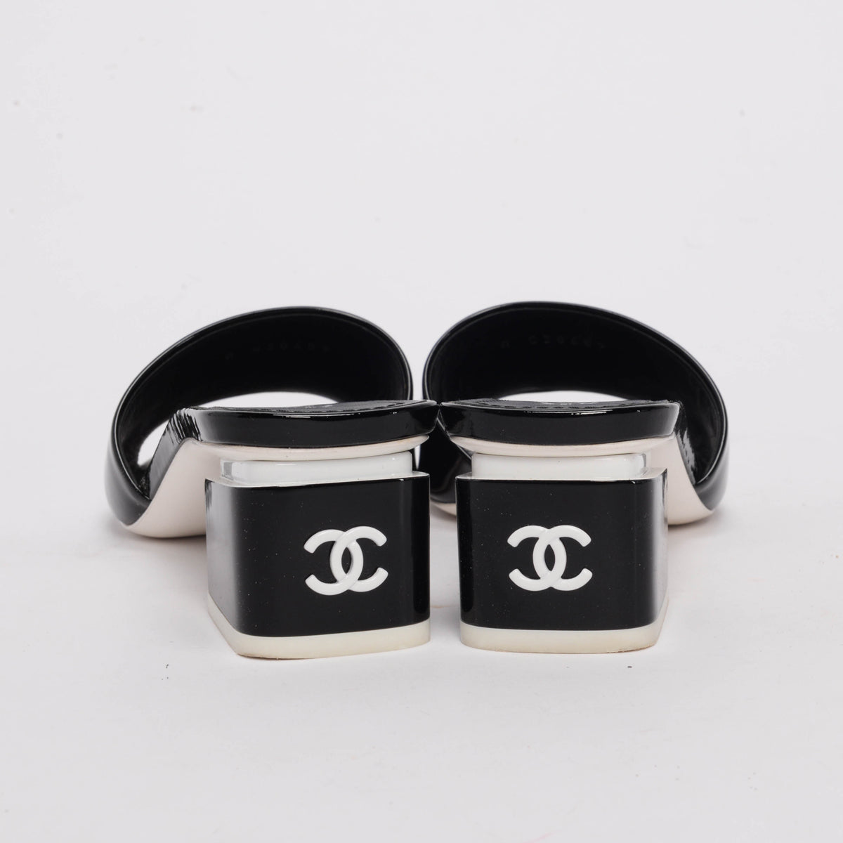 Chanel Black Patent CC Mules 37