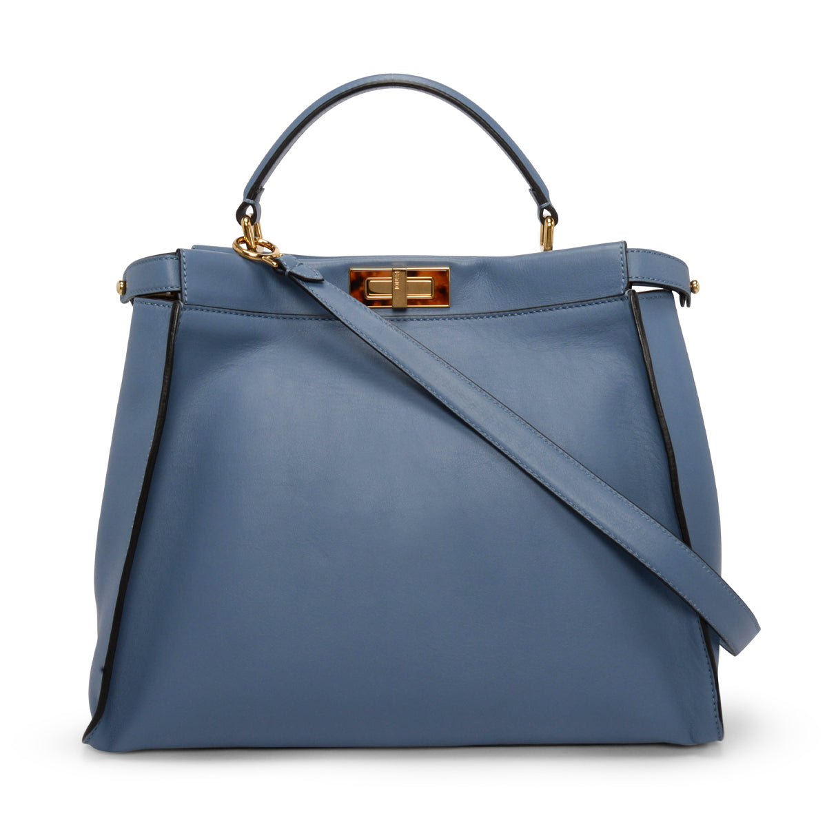 Fendi Light Blue & Tortoiseshell Calfskin Large Peekaboo Bag