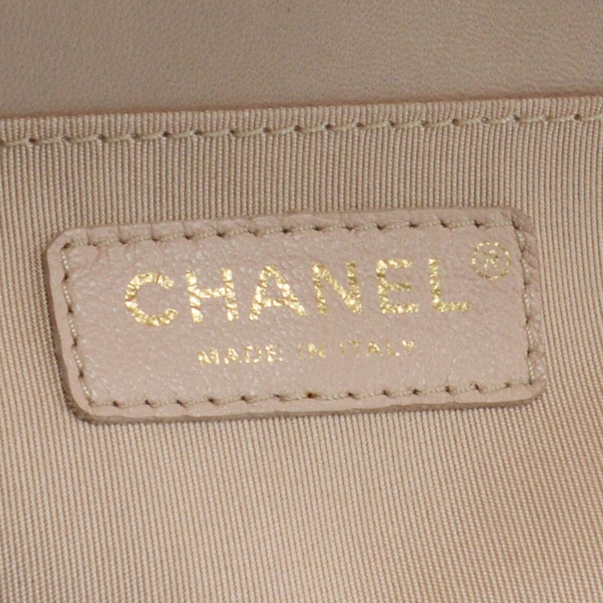 Chanel Beige Chevron Lambskin Old Medium Boy Bag